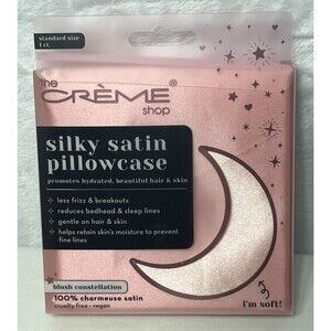 The Creme Shop Silky Satin Pillowcase 100% Charmeuse Satin NEW